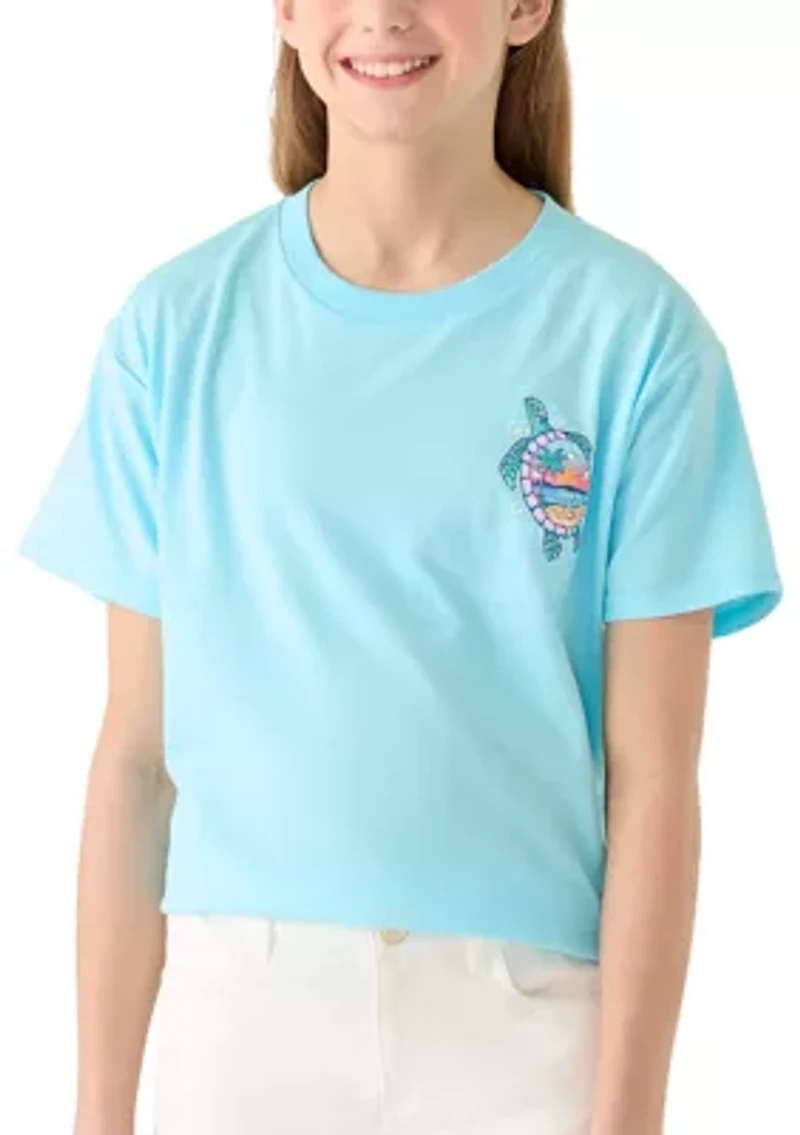 Girls 7-16 Go With The Flow Turtle Graphic Print T-Shirt