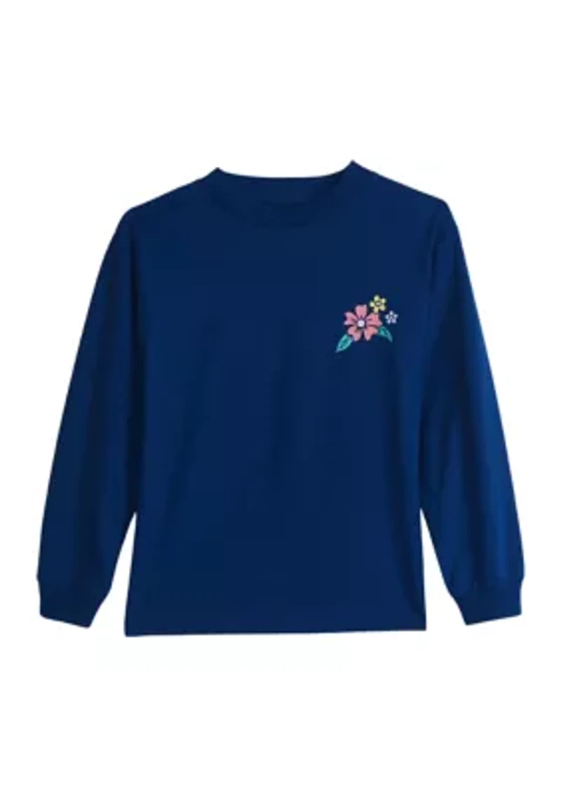 Girls 4-6x Long Sleeve Wander More Graphic T-Shirt