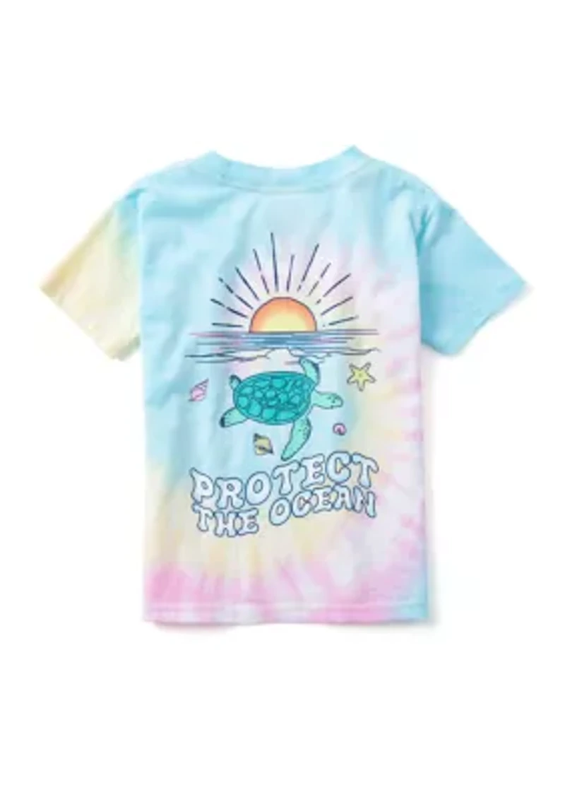 Girls 4-6x Protect the Ocean Tie Dye Graphic T-Shirt
