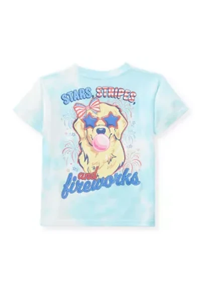 Girls 7-16 'Stars Stripes and Fireworks' Dog Graphic T-Shirt