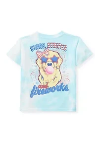 Girls 7-16 'Stars Stripes and Fireworks' Dog Graphic T-Shirt