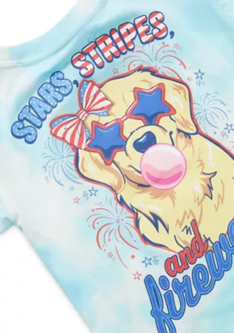 Girls 7-16 'Stars Stripes and Fireworks' Dog Graphic T-Shirt