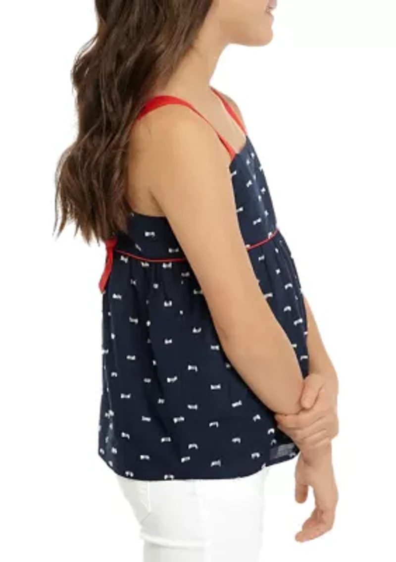 Girls 7-16 Pipe Detail Tank