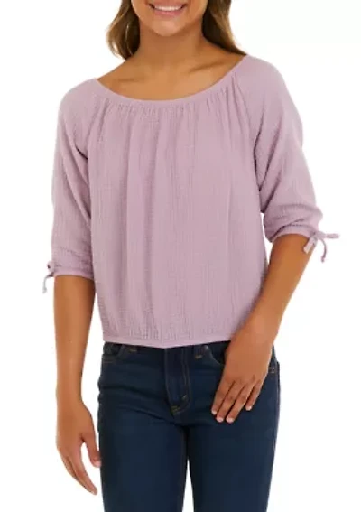 Girls 7-16 Tie Front Blouse