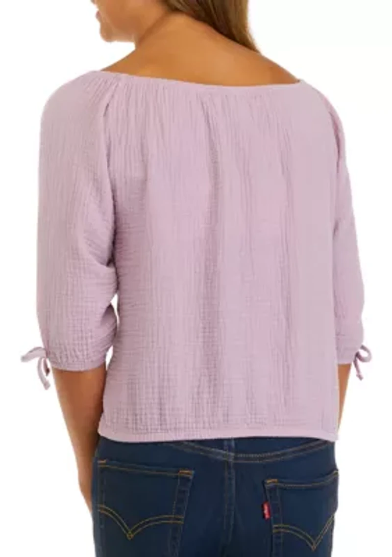 Girls 7-16 Tie Front Blouse