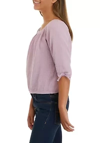 Girls 7-16 Tie Front Blouse