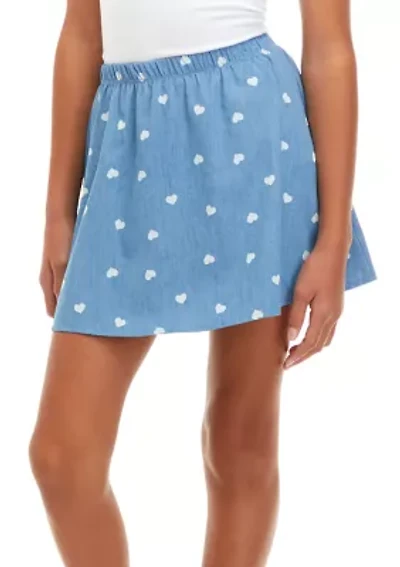 Girls 7-16 Chambray Print Skirt