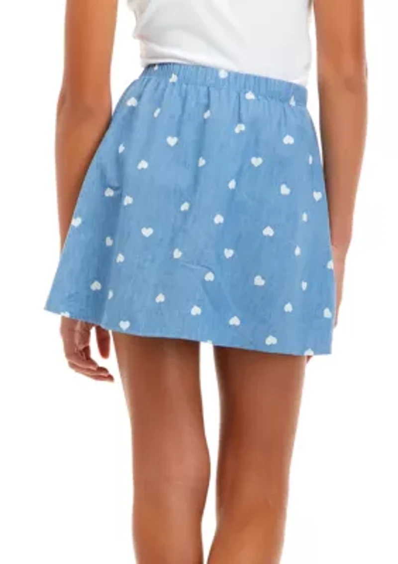 Girls 7-16 Chambray Print Skirt