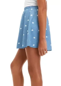 Girls 7-16 Chambray Print Skirt