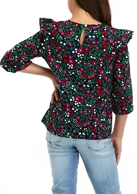Girls 7-16 Ruffle Flannel Top