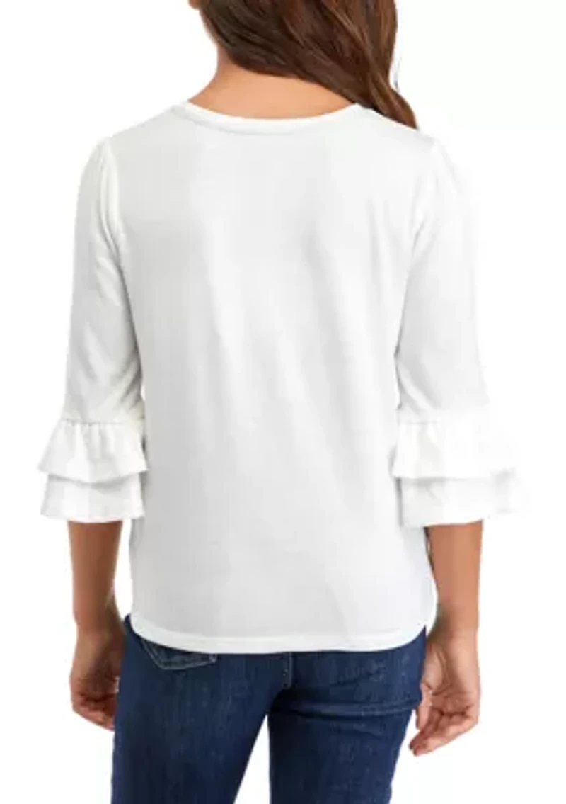 Girls 7-16 Ruffle Graphic Top