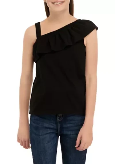 Girls 7-16 One Shoulder Flounce Tank Top