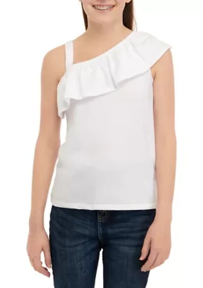 Girls 7-16 One Shoulder Flounce Tank Top