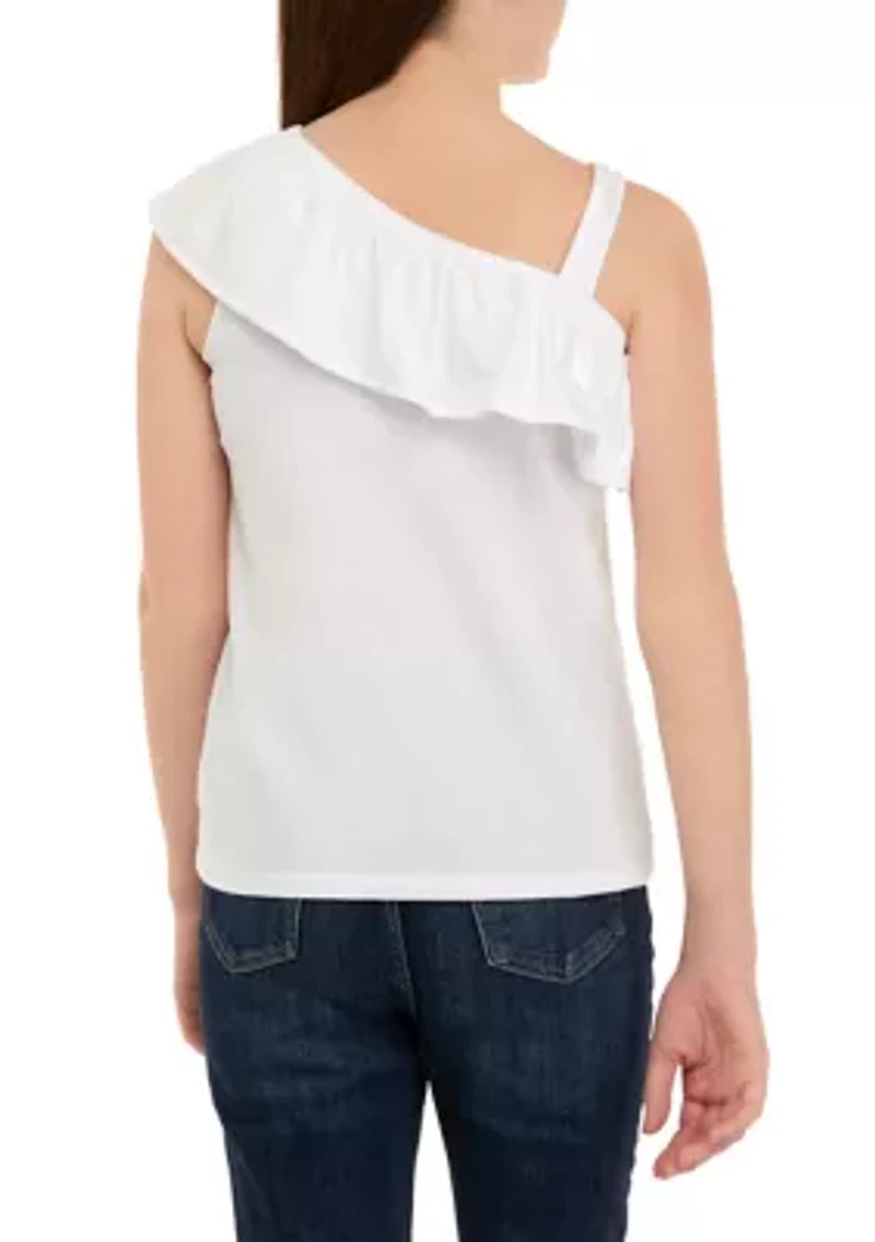 Girls 7-16 One Shoulder Flounce Tank Top