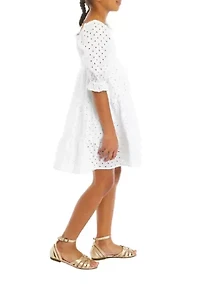 Girls 7-16 Eyelet Smocked Dress