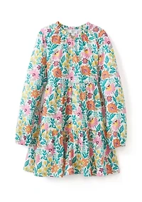 Girls 7-16 Long Sleeve Henley Knit Printed Dress