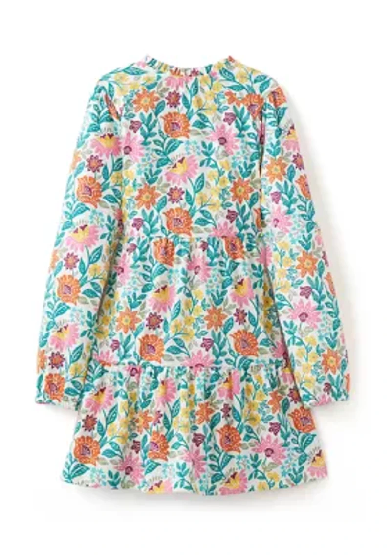 Girls 7-16 Long Sleeve Henley Knit Printed Dress