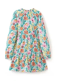 Girls 7-16 Long Sleeve Henley Knit Printed Dress