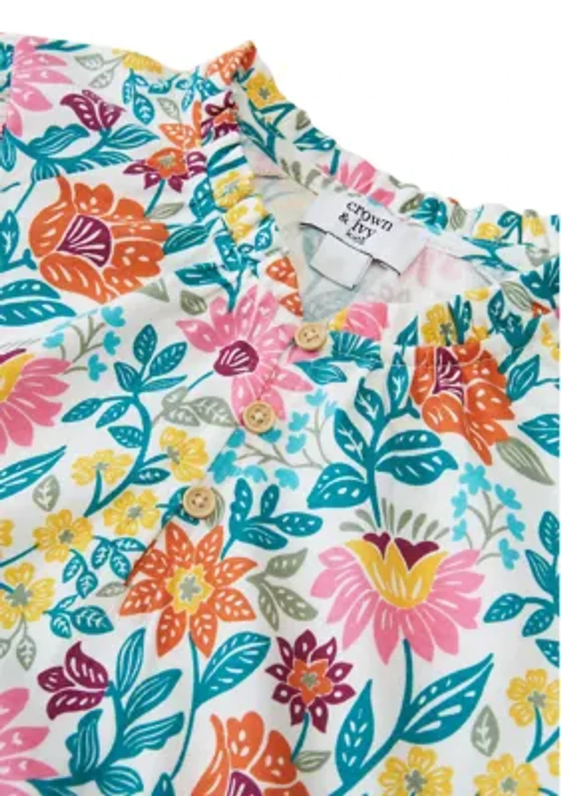 Girls 7-16 Long Sleeve Henley Knit Printed Dress
