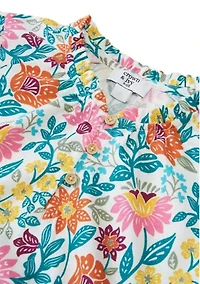 Girls 7-16 Long Sleeve Henley Knit Printed Dress
