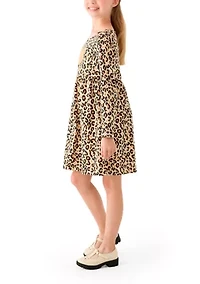 Girls 7-16 Long Sleeve Printed Knit Dress