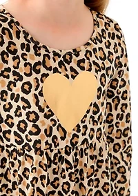 Girls 7-16 Long Sleeve Printed Knit Dress