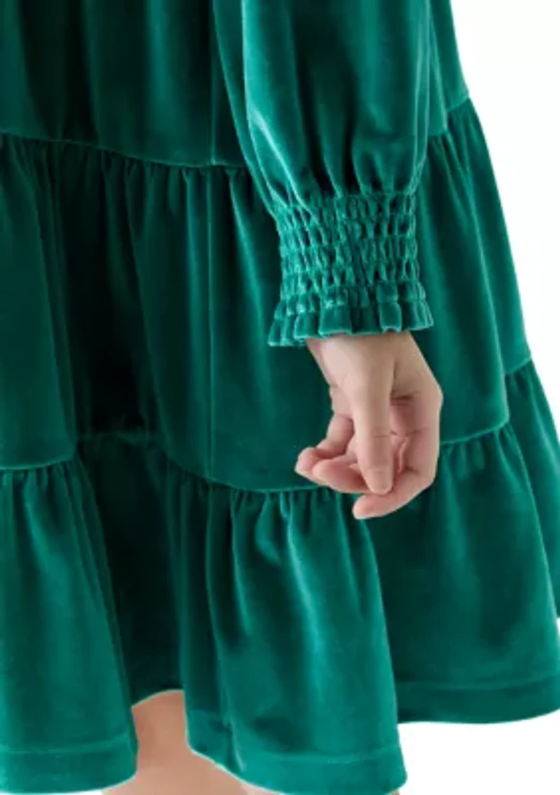 Girls 7-16 Tiered Velvet Dress
