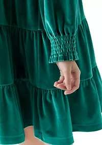 Girls 7-16 Tiered Velvet Dress