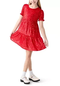 Girls 7-16 Tiered Sequin Dress
