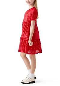 Girls 7-16 Tiered Sequin Dress