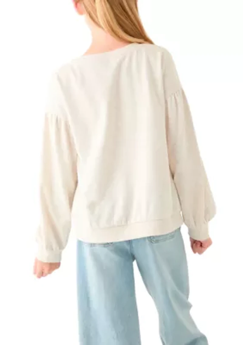Girls 7-16 Puff Sleeve Sweatshirt