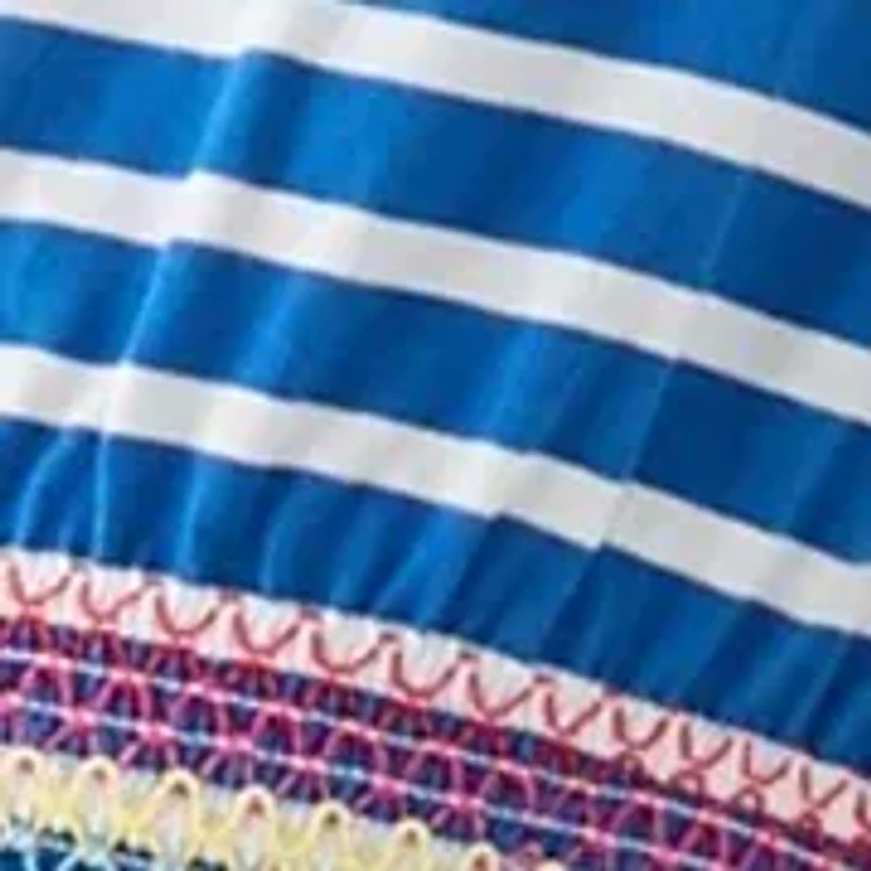 Girls 7-16 Smocked Waist Knit Yarn Dyed Dress