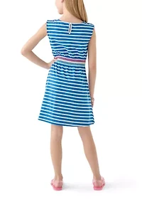 Girls 7-16 Smocked Waist Knit Yarn Dyed Dress