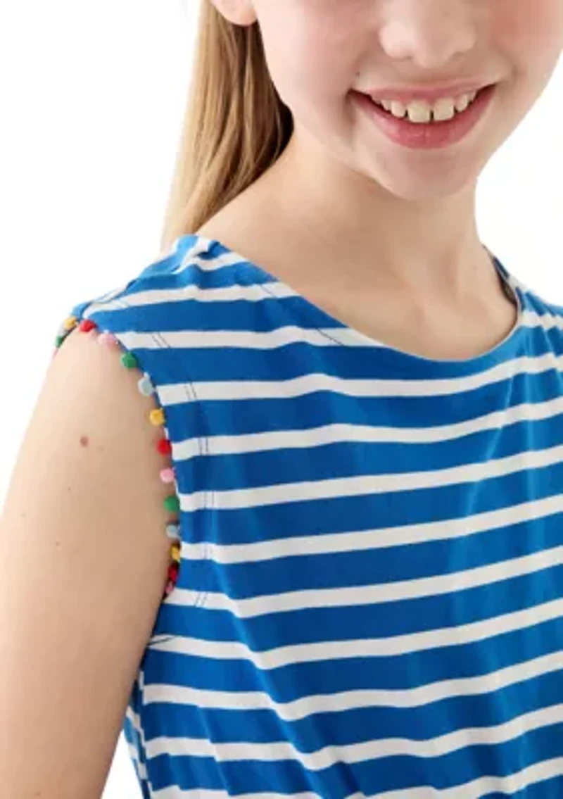 Girls 7-16 Smocked Waist Knit Yarn Dyed Dress