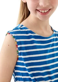 Girls 7-16 Smocked Waist Knit Yarn Dyed Dress