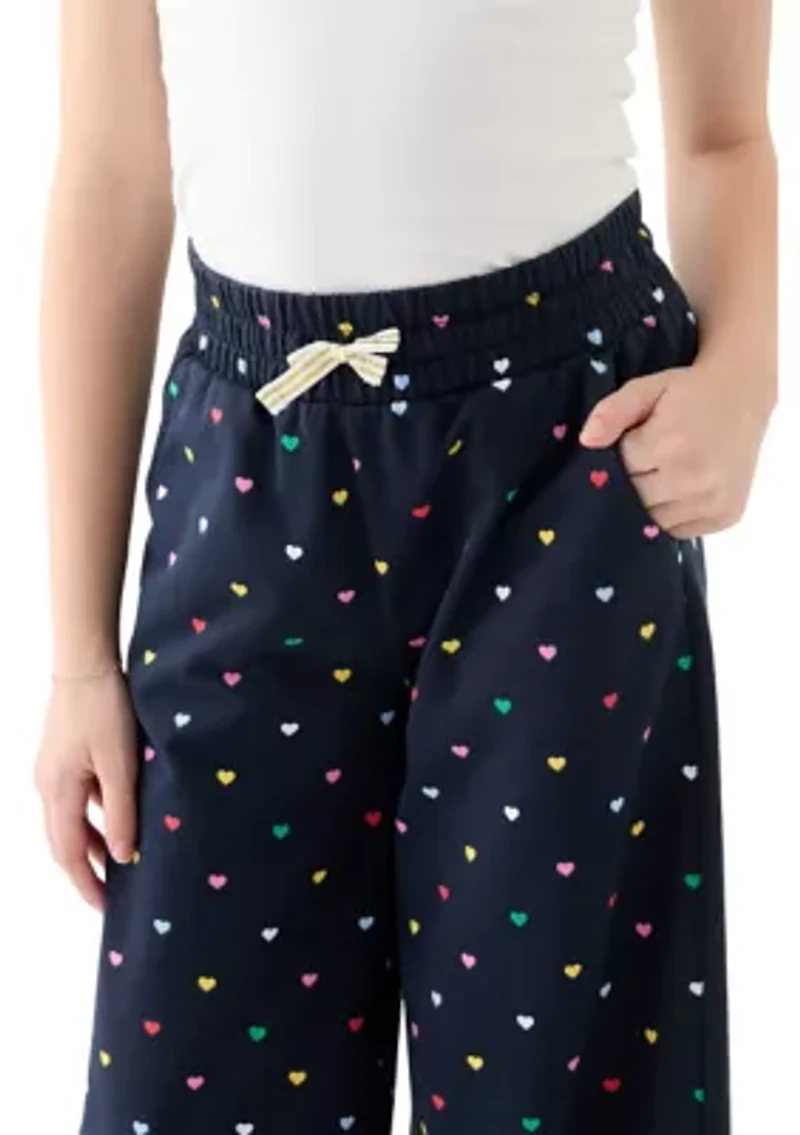 Girls 7-16 French Terry Cropped Printed Pants