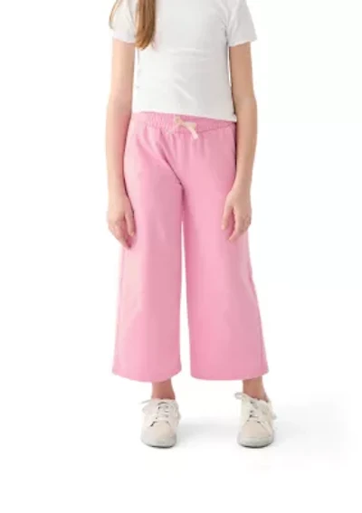 Girls 7-16 French Terry Cropped Wide Leg Heather Pants
