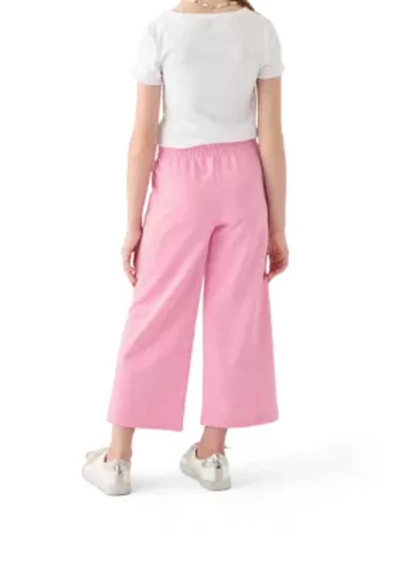 Girls 7-16 French Terry Cropped Wide Leg Heather Pants