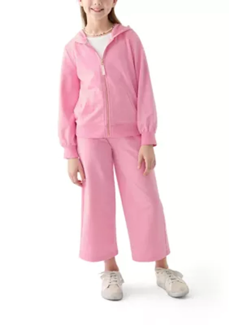 Girls 7-16 French Terry Cropped Wide Leg Heather Pants