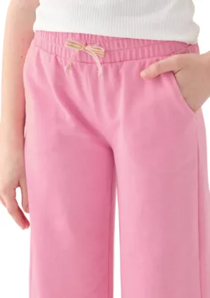 Girls 7-16 French Terry Cropped Wide Leg Heather Pants