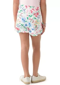 Girls 7-16 Knit Pull On Ruffle Printed Shorts