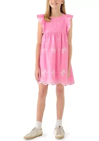 Girls 7-16 Flutter Sleeve Eyelet Dress