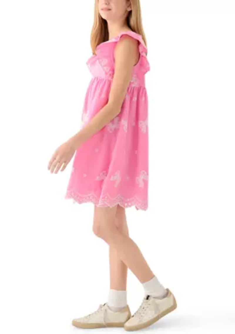 Girls 7-16 Flutter Sleeve Eyelet Dress