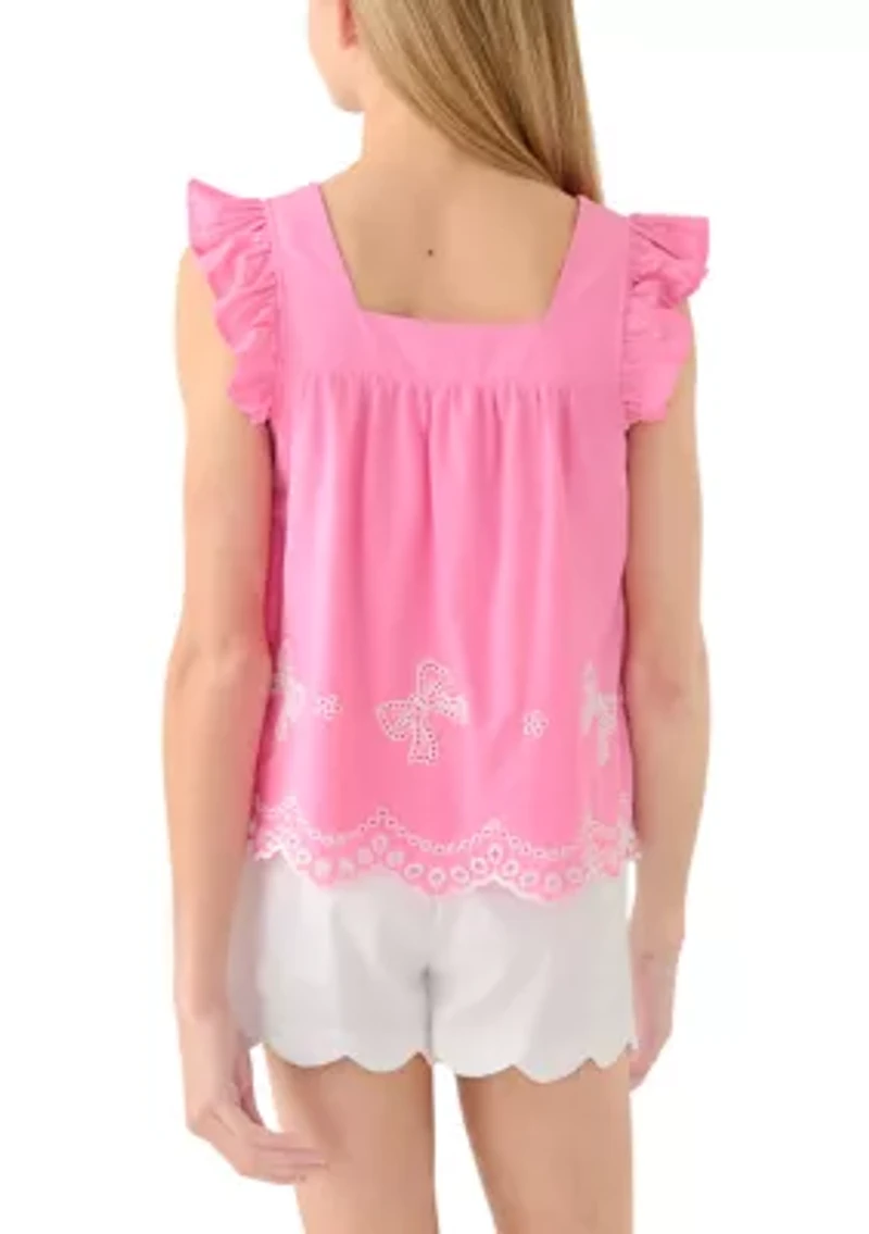 Girls 7-16 Square Neck Top Eyelet