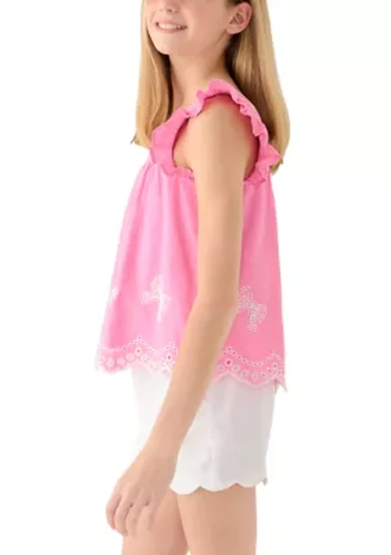 Girls 7-16 Square Neck Top Eyelet