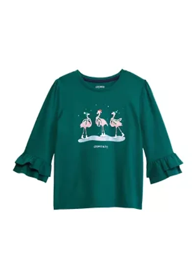 Girls 4-6x Ruffled Graphic Top