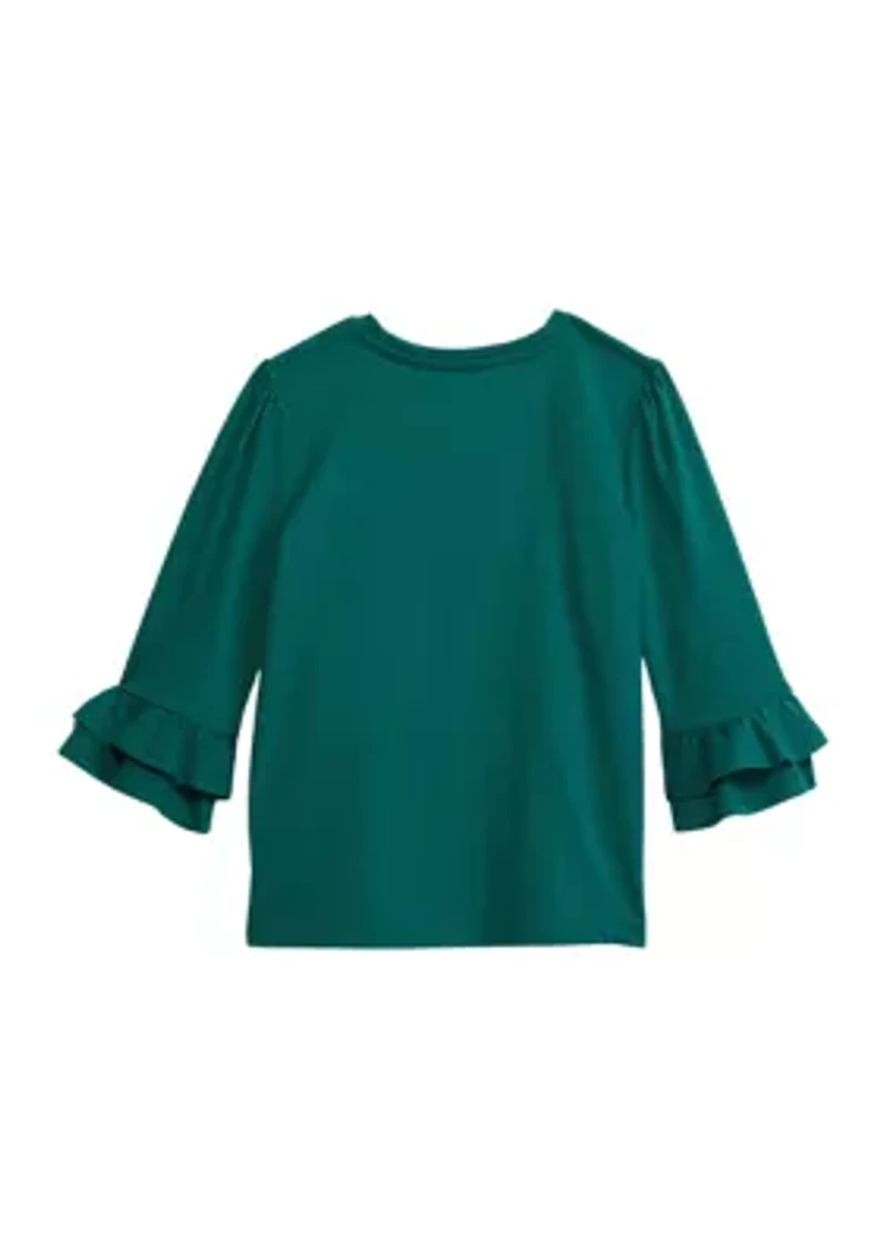 Girls 4-6x Ruffled Graphic Top