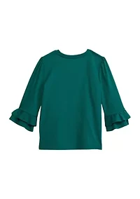 Girls 4-6x Ruffled Graphic Top