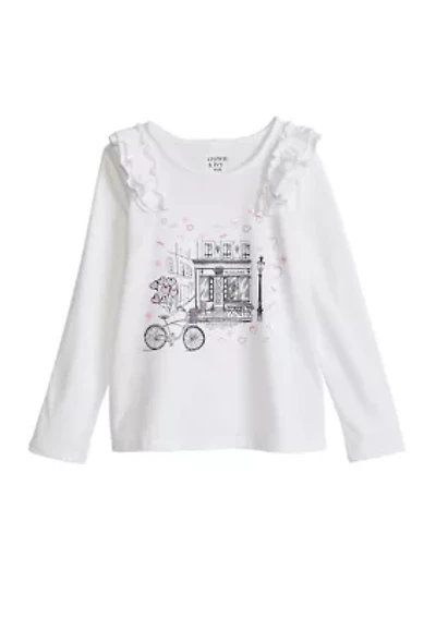 Girls 4-6x Graphic Ruffle T-Shirt