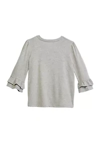 Girls 4-6x Ruffle Graphic Heather Top